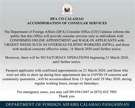 dfa calasiao online appointment for renewal|Public Advisory: Temporary Closure of DFA CO Calasiao (Robinsons Pl.